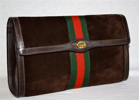 brown suede gucci clutch